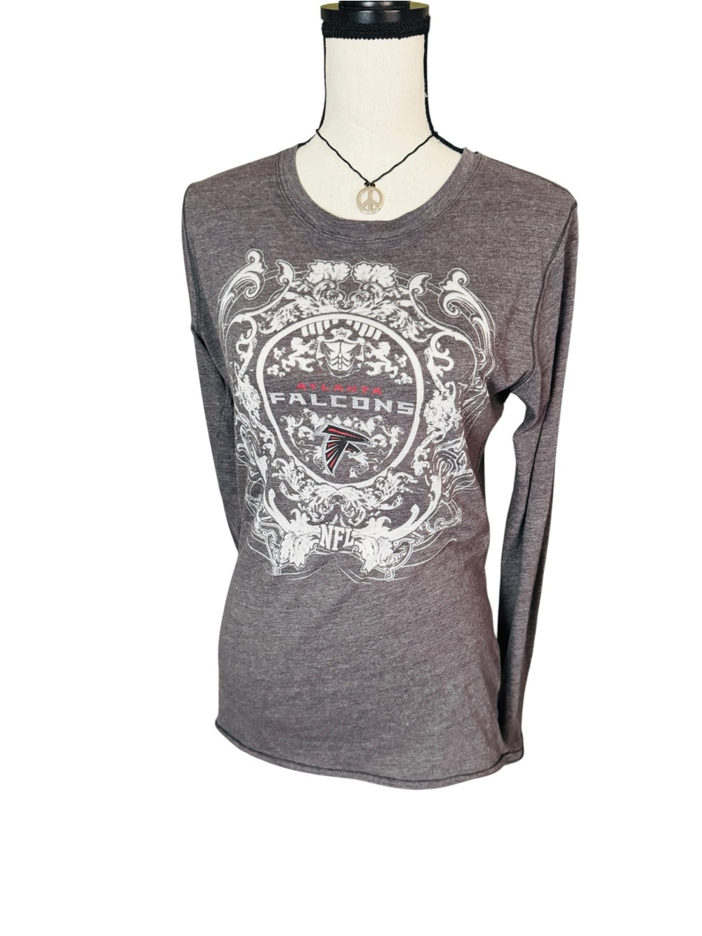 NFL Team Apparel Atlanta Falcons Graphic Long Sleeve Tee Gray Women's Medium